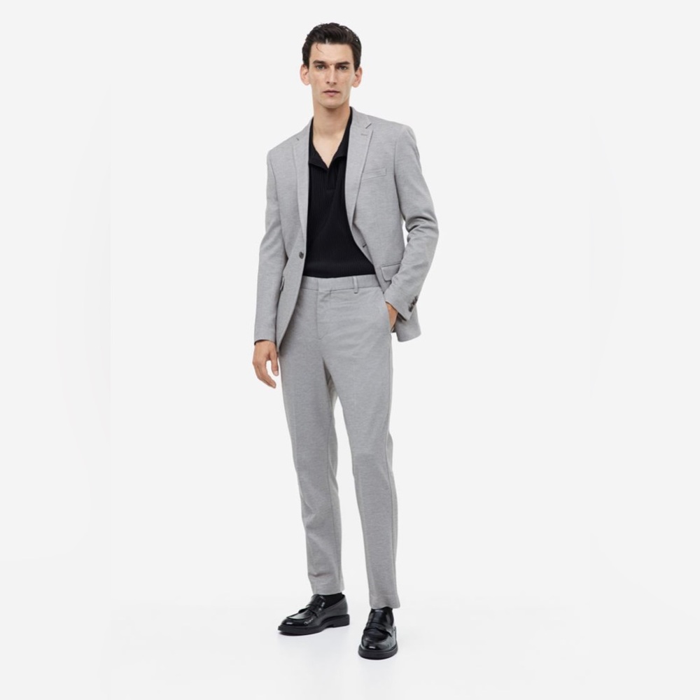 NWOT H&M Suit Set Light Grey Skinny Fit Mens Jacket and Pants